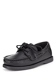 Leather Boat Lace Up School Shoes