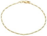 14k Yellow Gold 1.5mm Figaro Link Bracelet, 7