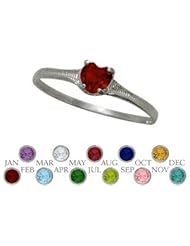 10 Karat White Gold Genuine Garnet Heart Shape Gem Baby Ring