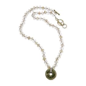 Rutilated Quartz "Guardian Angel" Necklace with Chinese Coin - 16 1/2"