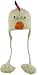 DeLux Chicken Face White Wool Pilot Animal Cap/Hat with Ear Flaps and Poms