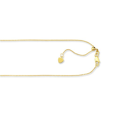 10k Yellow Gold Adjustable Cable Chain Necklace - 22 Inch