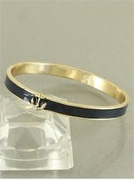 Designer Inspired Gold & Black Anchor Charm Bangle Bracelet, Nautical Boating Theme