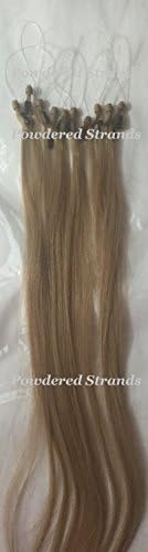 10 Light Golden Brown Strands 19" Micro Loop Human Hair Streaks Microbead Attached I Tips