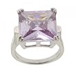 4 Prong Set Princess Cut Purple Crystal Ring in Genuine Sterling Silver