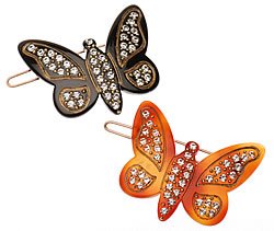 France Luxe Crystal Butterfly Barratte on Tige Boule