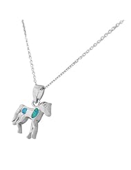 Sterling Silver Blue Turquoise Fire Opal Pony Horse Womens Pendant Necklace