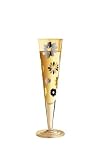 Champagne Glass, Champus, Blooms, Designer Gold and Silver Champagne Flute w/ Napkin in Gift Box