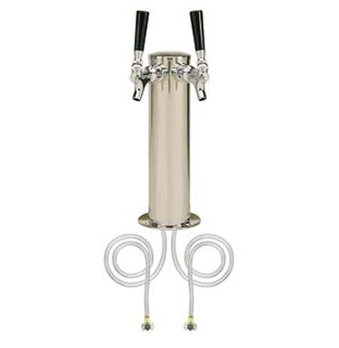 Double Tap Stainless Steel Draft Beer Kegerator Tower - 3" Diameter