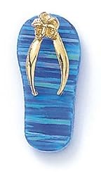 14k Blue Created Opal Flip-Flop Pendant - JewelryWeb