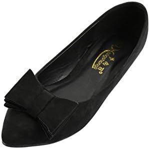 G antini Women Point Toe Bow Embellished Padded Insole Flats Black (Size US 9)