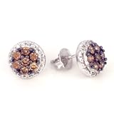 14K Chocolate & White Diamond Cluster Earrings