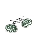  : Forzieri Green Ornamental Oval Sterling Silver Double Sided Cufflinks