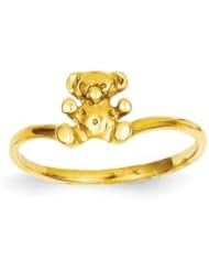 Genuine IceCarats Designer Jewelry Gift 14K Childs Polished Teddy Bear Ring Size 5.00