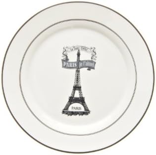 Paris Eiffel Tower Black & White Dinner Plates Set of 4