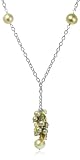 Sterling Silver Y Necklace w/ Citrine, Peridot & 4-10mm Celery Green Dyed Freshwater Cultured Pearls