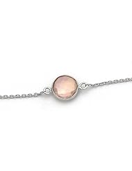 925 Sterling Silver 16" Rose Quartz Single Round Gemstone Necklace