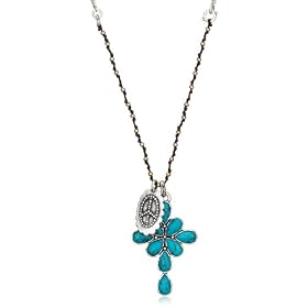 Lucky Brand With Turquoise Cross Charm Silver-Tone Necklace, 20 by Lucky Brand