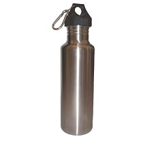 Silver 27oz Wide Mouth Stainless Steel Reusable Water Bottle w/ Hiking Clip