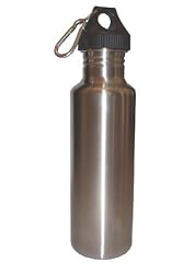 Silver 27oz Wide Mouth Stainless Steel Reusable Water Bottle w/ Hiking Clip