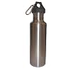 Silver 27oz Wide Mouth Stainless Steel Reusable Water Bottle w/ Hiking Clip