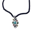 Carolyn Pollack Sterling Silver Multi-Gemstone Fiesta Pendant on Blue Cord Necklace