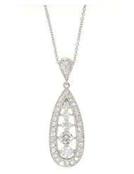 1 cttw 14k White Gold Diamond Bridal Teardrop Necklace (Real Diamonds: 1 cttw), 18"