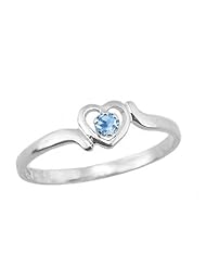 14K White Gold Teens Genuine December Birthstone Ring - Blue Zircon