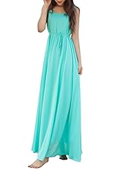 Spaghetti Strap Tank Summer Chiffon Belted Floor Length Maxi Dress 