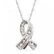 14KT White Gold Ribbon Pendant w/ Diamonds 18 Inches