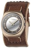 Image of Fossil BG1094 Men's Gold Animated Dial Brown Leather Cuff Watch