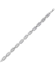 14K White Gold Antique Vintage Look Filigree Rectangular Link Bracelet