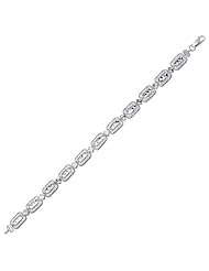 14K White Gold Antique Vintage Look Filigree Rectangular Link Bracelet