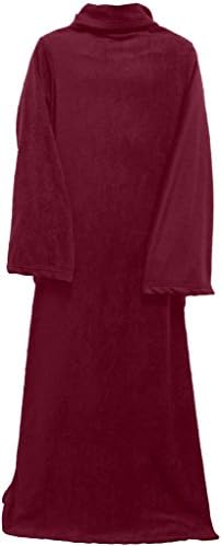 SeattleMaYi Winter Fleece TV Blanket Cozy Wrap Warm Throw Travel Plush Fabric With Sleeves, Wine
