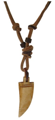 Kahuna KJ018 Gents Tooth Shaped Pendant with Brown Self Adjustable Leather Thong