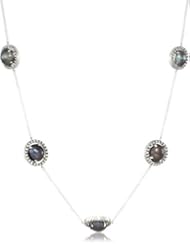 Jordan Alexander "Slice" Silver Chain with Exterior Tahitian Pearl Slices and Diamond Necklace
