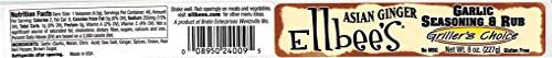 Ellbee's Garlic Seasoning & Rub 8 oz. Jar - All Natural, No MSG, Gluten Free (Asian Ginger)
