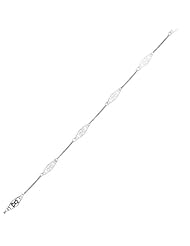 10" 14K White Gold Polished Alternate Flat Foxtail Like Chain & Fancy Diamond Shape Like Adjustable Anklet w/ Spring Ring Clasp