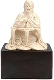 I Ching - Tao - Dao - Taoist - 10 Lao Tzu Bone Style Statue on Black Block Pedastal