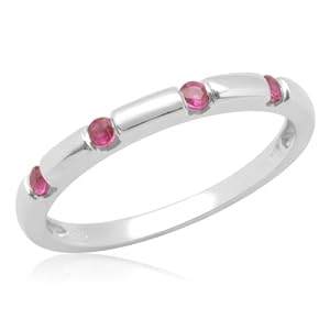 10k White Gold Round Created Ruby Ring, Size 5 by Amazon.com Collection