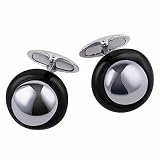 Masini Black Murano Stone Sterling Silver Cufflinks