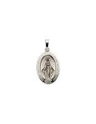 19.00x13.75 mm Miraculous Medal in 14K White Gold