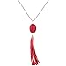 Zhenhui High Quality Jewelry Faux Leather Tassel Stone Pendant Gold Tone Long Chain Women Fashion Necklace