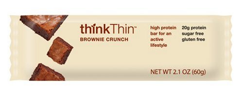 ThinkThin Nutrition Bars, Brownie Crunch, 2.1-Ounce Bars in 10-Count Boxes (Pack of 2) by thinkThin