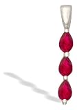14K White Gold Genuine Pear Ruby 3-Stone Pendant