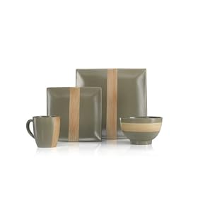 Mikasa Gourmet Basics Bamboo Brown 16 Pc. Set Service For 4 by Mikasa