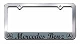 On Sale Mercedes Logo Cursive Lettering Chrome License Plate Frame with 2 free caps