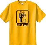 GAME OVER Funny Bride Groom Gold Novelty T-shirt