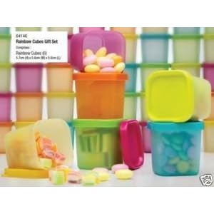 Tupperware Rare Square Round Mini snack Cup Set Rainbow by Tupperware