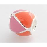 Pandora Trollbeads Compatible 925 Sterling Silver -Pink Orange Enamel Sunset Compatible with Pandora, Troll, Biagi, Chamilia Bracelets